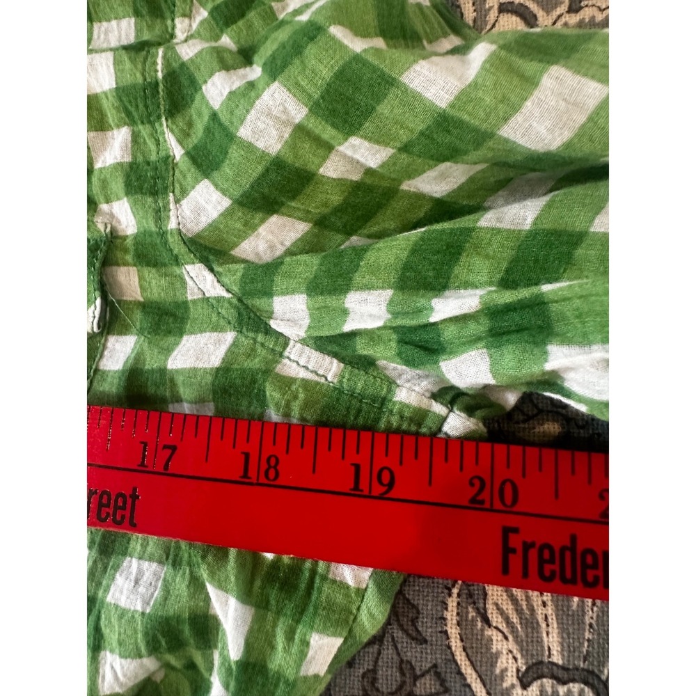 Sanctuary Clothing Green Gingham Button Up Shirt Womens Medium Cotton Epaulettes - Picture 8 of 8